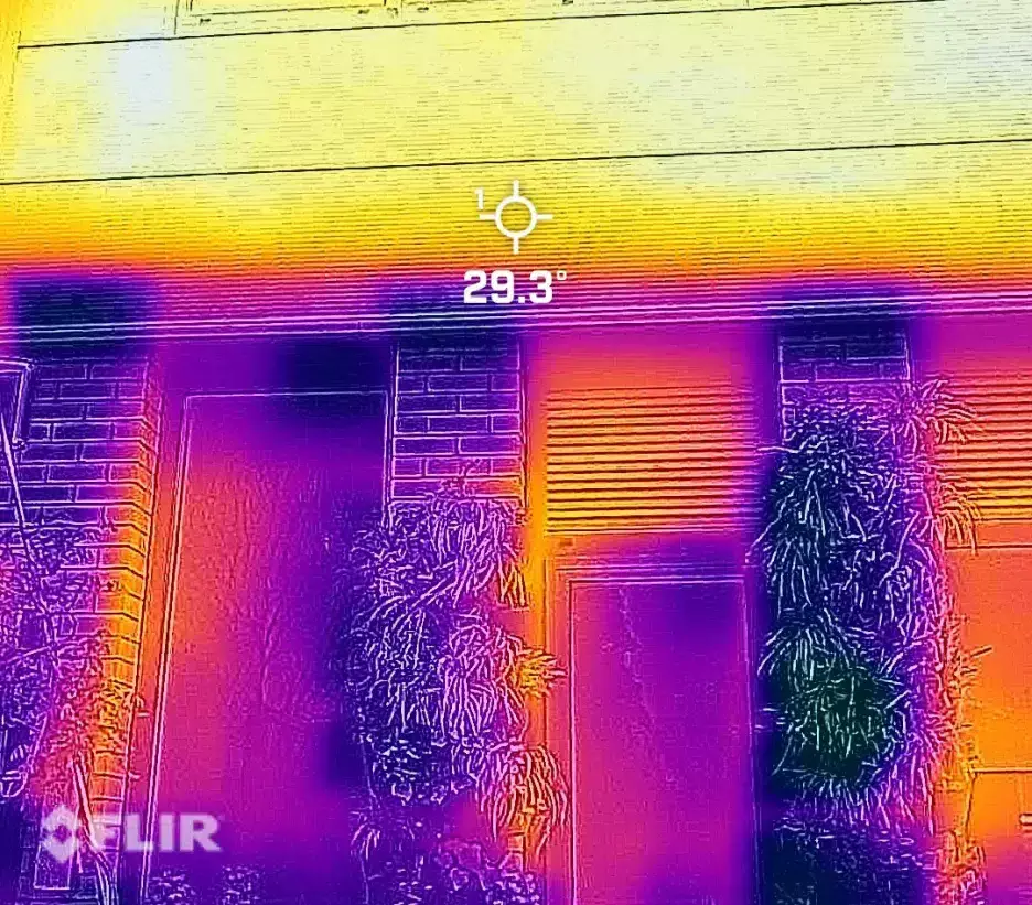 Thermo imaging scanning a green wall