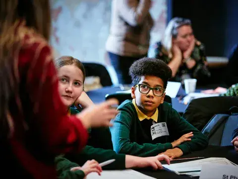 Students take part in a workshop during the Schools Forum